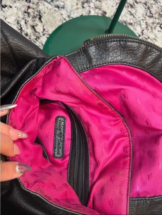Juicy Couture Black Leather Flap Backpack with Gold Hardware